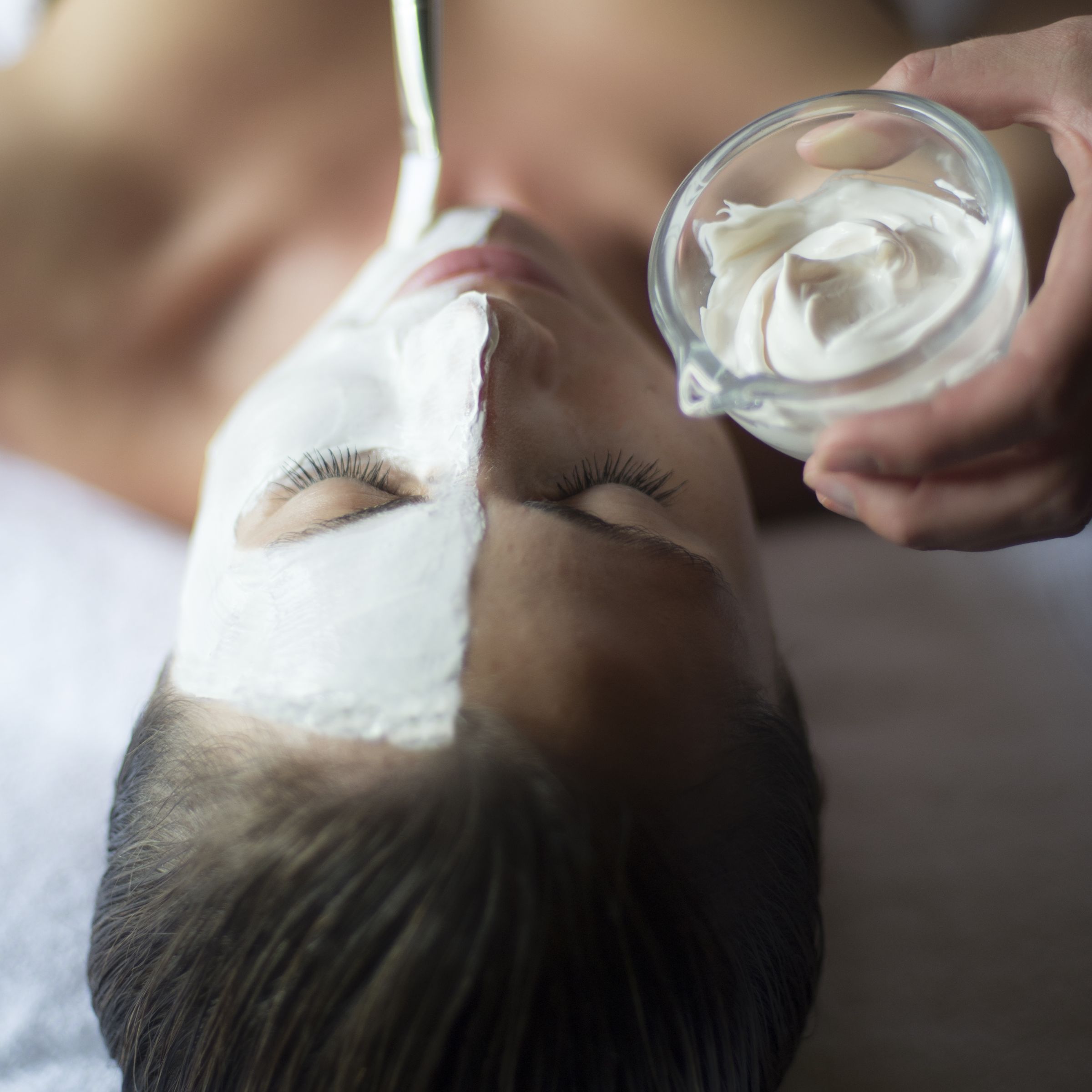 Face mask being applied during spa breaks in Devon 